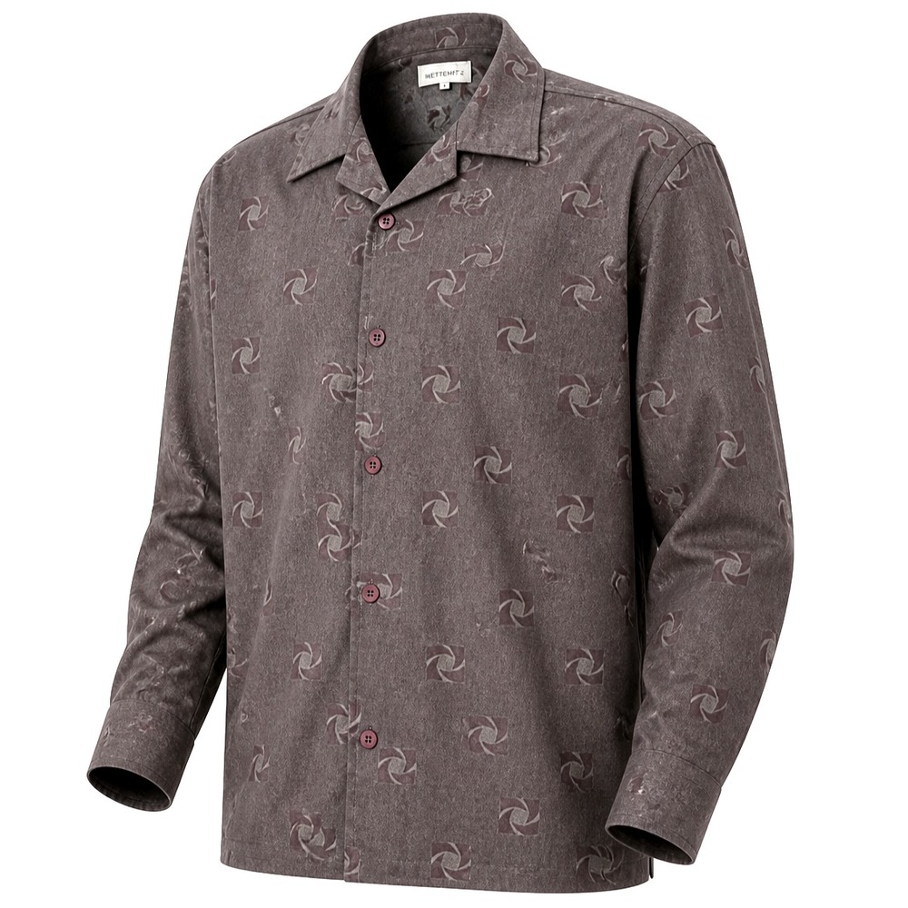 Smash Pinweel Camp Shirt Men XL Brown Button Front Disco Art Deco LS 80's USA